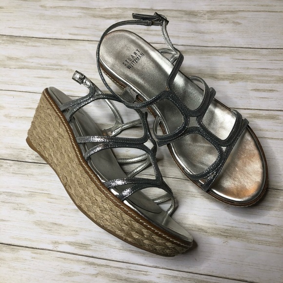 Stuart Weitzman Metallic Glitter Foursome Sandal - Picture 2 of 7